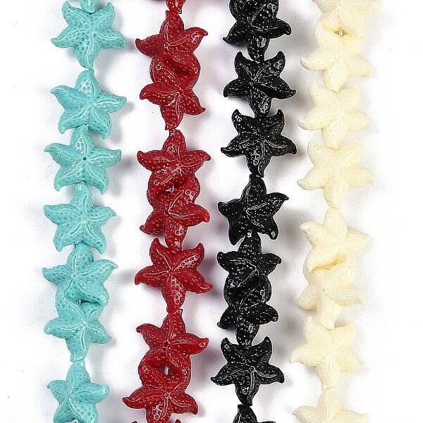 Synthetic Coral Dyed Carved Beads Strands