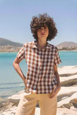 SCARLETT shirt in Mocha Gingham | Size: S