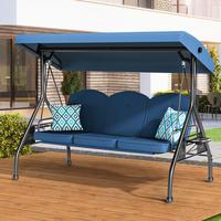 3 Seat Outdoor Porch Patio Swing 800lbs 2-in-1 Patio Swing Glider Chair with Adjustable Canopy & Removable Cushion Outdoor Ad...