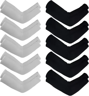 10 Pairs Unisex Arm Sleeves, Arm Sleeves UV Sun Protection Cooling Sleeves for Women Youth Arm Cover Sleeves for Boys Girls  ...