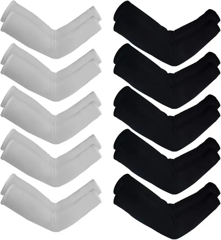 10 Pairs Unisex Arm Sleeves, Arm Sleeves UV Sun Protection Cooling Sleeves for Women Youth Arm Cover Sleeves for Boys Girls  ...
