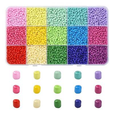 195G 15 Color 8/0 Baking Paint Glass Seed Beads