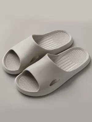 Men's Summer 2024 Casual Solid Color Slides, Soft Home Slippers, Simple Non-slip Slippers for Indoor & Outdoor Use for All S...