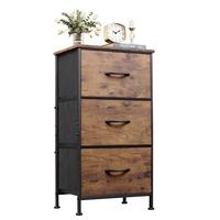 WLIVE 3-Drawer Storage Nightstand, with Wood Top & Fabric Bins, Organization for Bedroom/Entryway, Sturdy Steel Frame & Easy ...