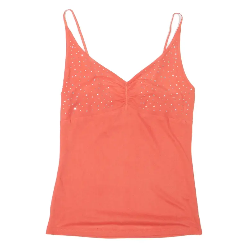 Womens Camisole Vest Orange V-Neck Sleeveless M