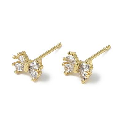 Rack Plating Brass With Cubic Zirconia Stud Earrings