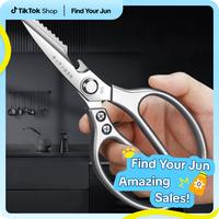 1 Pack Multi-Function Kitchen Scissors Heavy Duty Sharp 304 Stainless Steel, Sliver Apartment Kitchen Accessories Cooking She...