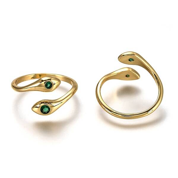 Brass Micro Pave Cubic Zirconia Cuff Rings