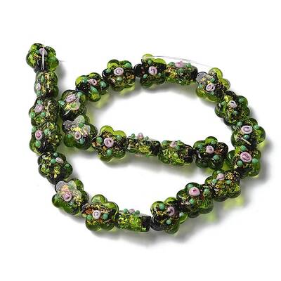 Handmade Foil Lampwork Beads Strands