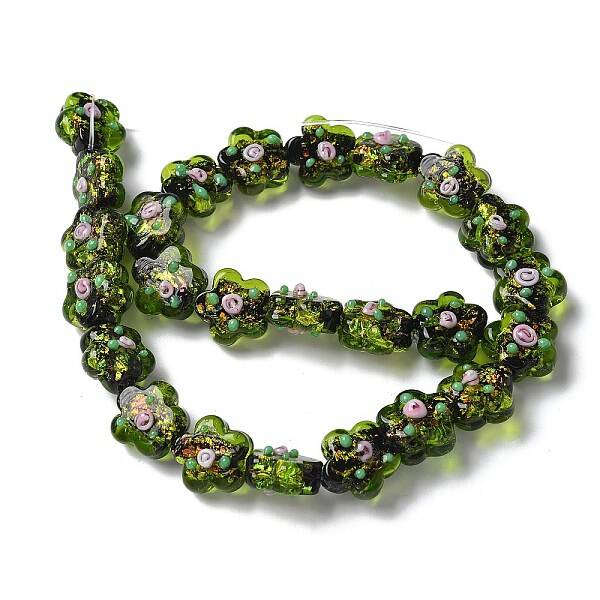 Handmade Foil Lampwork Beads Strands