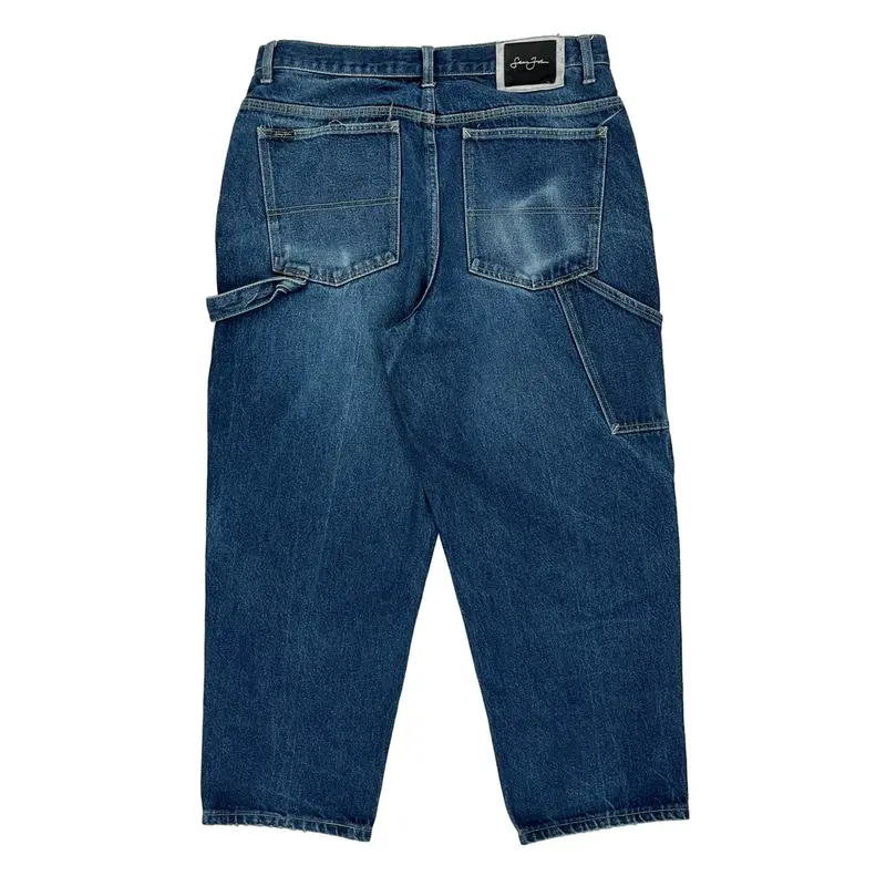 Sean John Double Knee Carpenter Jeans - 33W 27L Blue Cotton