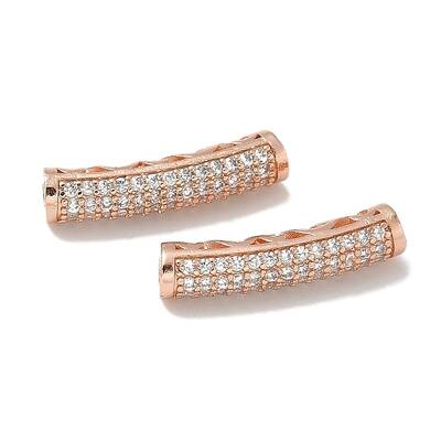Brass Cubic Zirconia Curved Tube Beads
