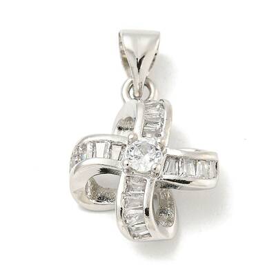 Rack Plating Brass Micro Pave Clear Cubic Zirconia Pendants