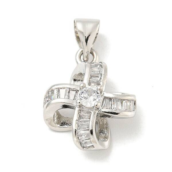 Rack Plating Brass Micro Pave Clear Cubic Zirconia Pendants