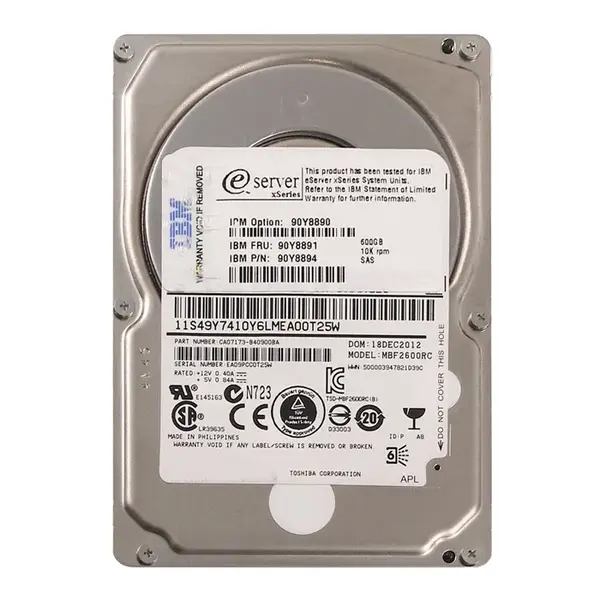 90Y8891 IBM 600GB 6Gb/s SAS 10000 2.5-inch 64MB Hard Drive
