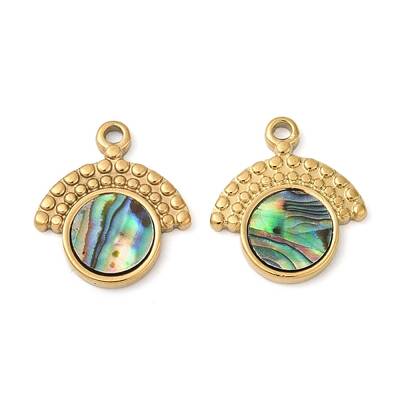 304 Stainless Steel Natural Paua Shell Pendants