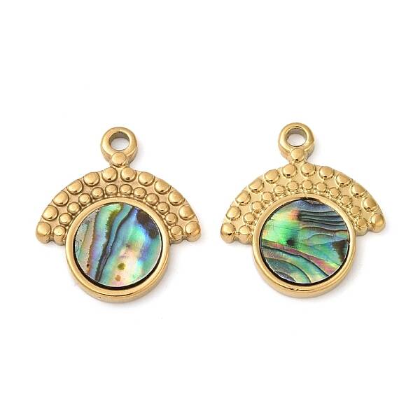 304 Stainless Steel Natural Paua Shell Pendants