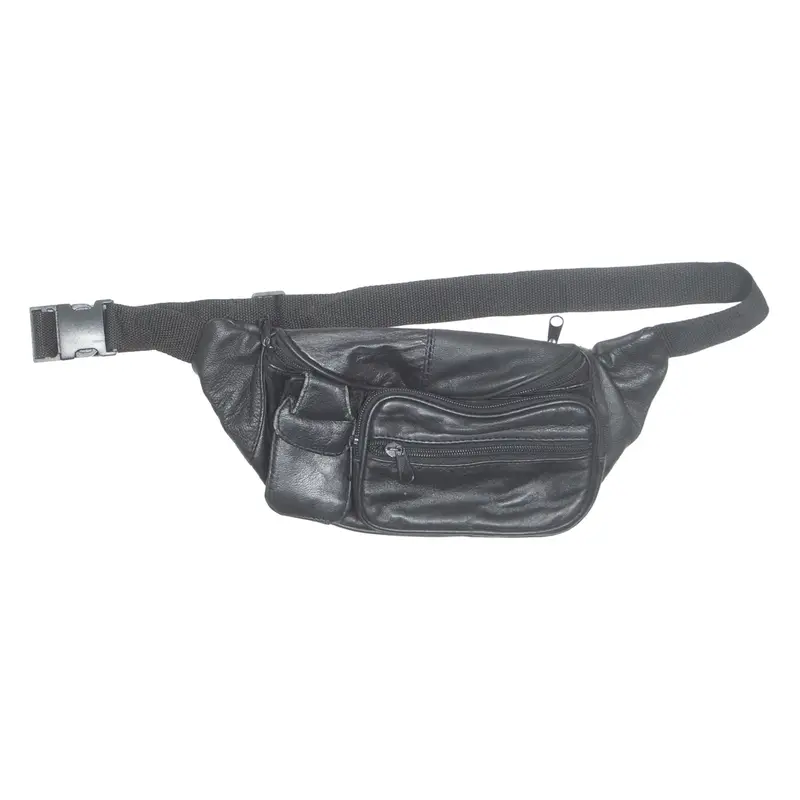 Womens Bum Bag Black Leather Faux Leather