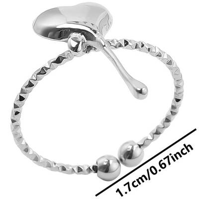Non-Tarnish Minimalist Melting Heart 304 Stainless Steel Cuff Rings