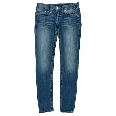 True Religion Skinny Jeans - 28W UK 6 Blue Cotton Blend