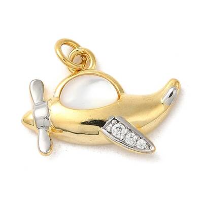 Rack Plating Brass Micro Pave Cubic Zirconia with Sea shell Pendants