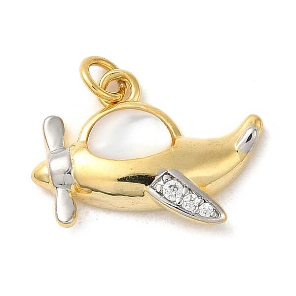 Rack Plating Brass Micro Pave Cubic Zirconia with Sea shell Pendants