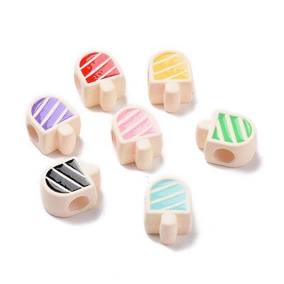 Rubberized Style Acrylic European Beads
