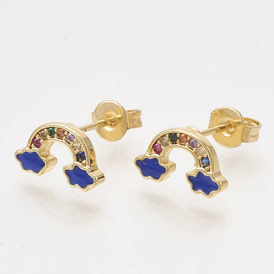 Brass Cubic Zirconia Stud Earrings