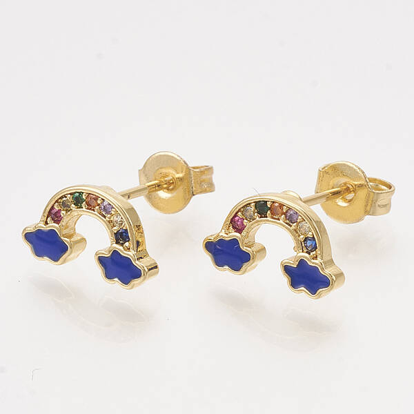 Brass Cubic Zirconia Stud Earrings