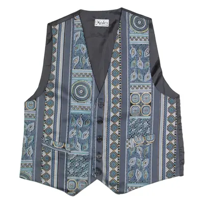 MEDEX Mens Blazer Waistcoat Blue Crazy Pattern M