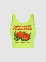 Women's Letter & Fruits Print Crop Tank Top, Casual Scoop Neck Sleeveless Top for Daily Wear, Tank Tops for Summer, Ladies Cl...