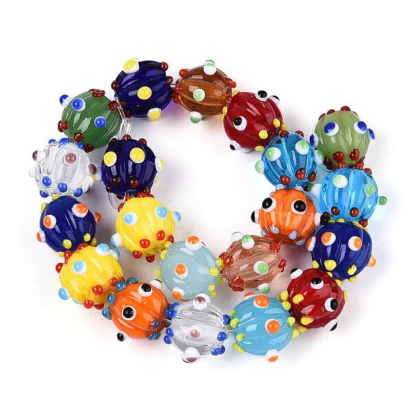 Handmade Pumpkin Spot Lampwork Beads