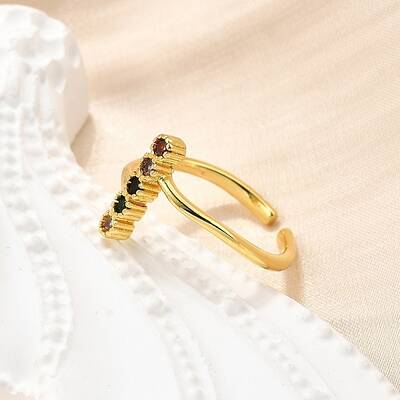 Brass Micro Pave Cubic Zirconia Cuff Rings for Women