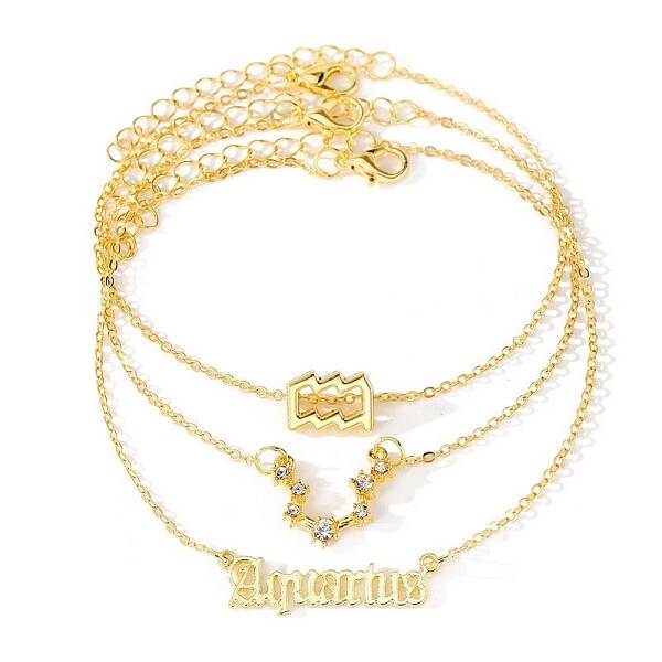 3Pcs Alloy Rhinestones Anklets