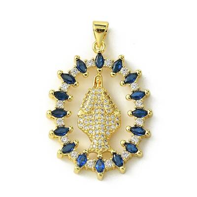 Brass Micro Pave Colorful Cubic Zirconia Pendants