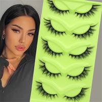 Fluffy False Eyelashes, 5 Pairs/box Wispy Cat Eye Look Faux Strip Lashes, Natural Curling Eye Makeup Lashes for Women & Girls...