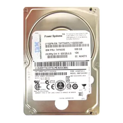 49Y7410 IBM 600GB 6Gb/s SAS 10000 2.5-Inch Hard Drive