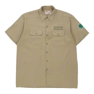 Dickies Short Sleeve Shirt - XL Beige Polyester Blend