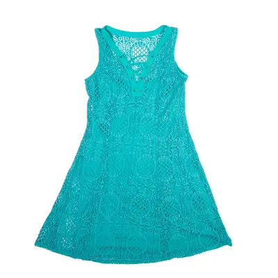 BY BY Crochet Mini Dress Blue Sleeveless Short Womens UK 8