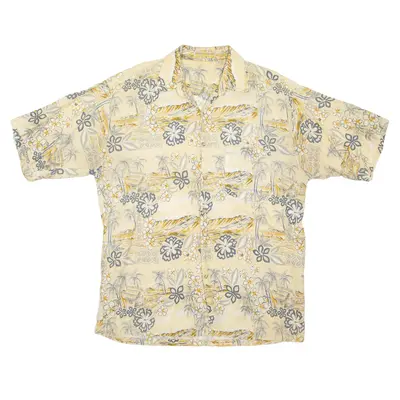 EVEREST COLLECTION Hawaiian Shirt Beige Floral Short Sleeve Mens XL