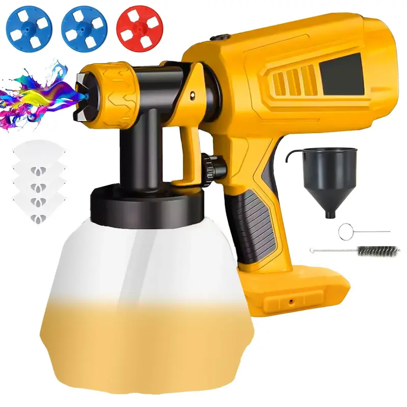 (with or without battery)Cordless Paint Sprayer for DEWALT 20V Battery HVLP Electric Spray Paint Gun with 4 Nozzles & 1000ml ...
