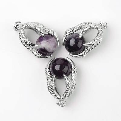 Eagle Claw Alloy Amethyst Pendants
