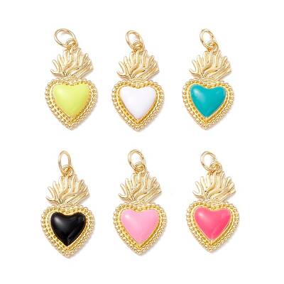 Golden Tone Brass Enamel Pendants