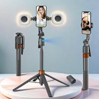360-Rotatable Selfie Stick Tripod Remote, Rechargeable Smart Face Tracking Tripod with 2 Fill Light, Auto Face Tracking Phone...