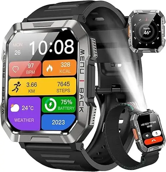 2025 Multifunctional 2.01'' inch Bluetooth Smart Watch, Fashion Digital Watch with LED Light & Outdoor Compass, Make/receive ...