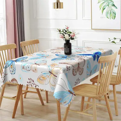 Blue Butterfly Patterns Home Kitchen Tablecloth - Aperturee