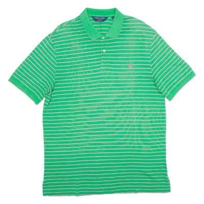 POLO RALPH LAUREN Pro Fit Mens Polo Shirt Green Striped L