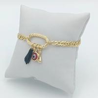 BRACELET WITH PROTECTION CHARMS, 14K GOLD PLATED, HIGH QUALITY