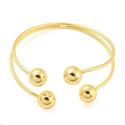 Rack Plating Brass Double Layer Cuff Bangles