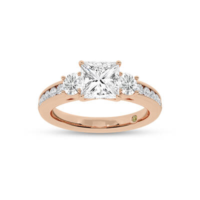 Aura Channel Set Half Coverage Three Stone Princess Cut Lab Grown Diamond Engagement Ring | 10K Rose Gold 4 CT. TW.